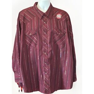 Wrangler Western Shirt Men's 3XL Pearl Snap NEW w/ Tags Red with Stripes WM067BG